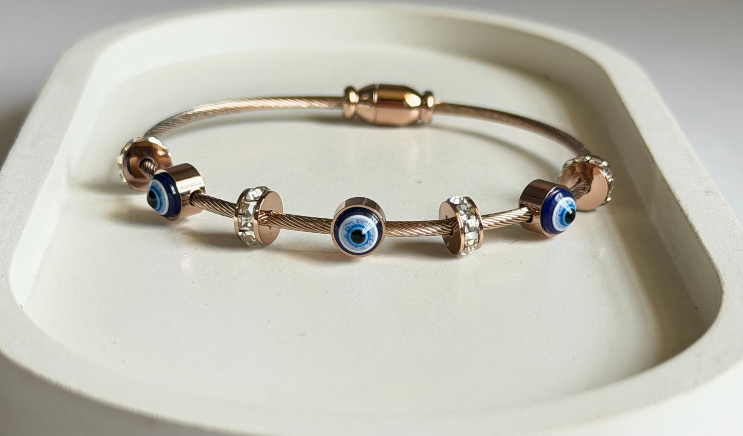 Everlasting Protection Evil Eye Bracelet - Rose Gold