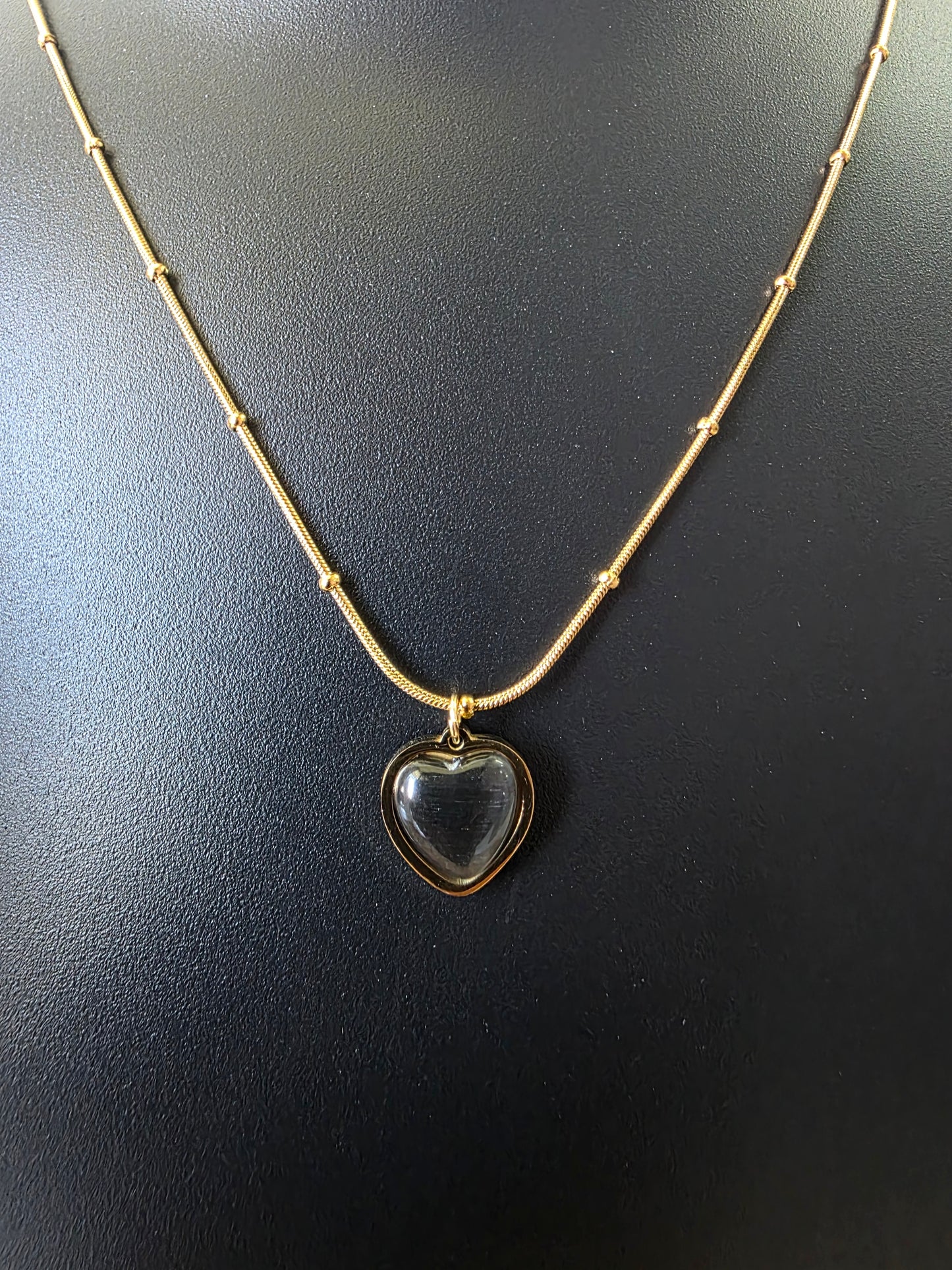 Midnight Heart Opal - Anti - Tarnish Neck Chain